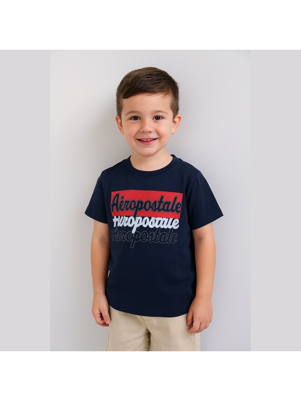 Aeropostale Boys Graphic T-Shirt Script Logo Graphic Cotton Navy Blue Size L (7)